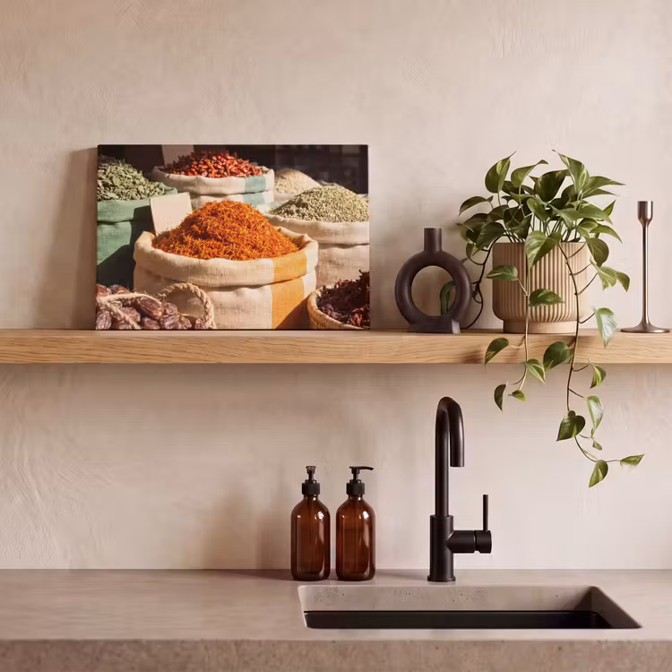 Canvas Print - Herbs - Market - Colorful - Kruiden - Markt - Kleurrijk canvas 2cm klein