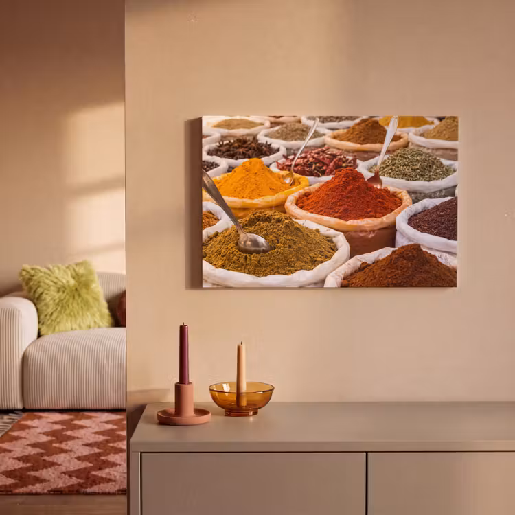 Canvas Print - Herbs - Market - Food - Kruiden - Markt - Eten canvas 2cm klein