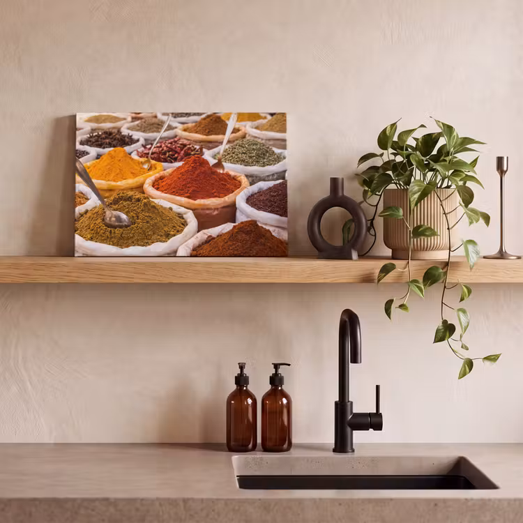Canvas Print - Herbs - Market - Food - Kruiden - Markt - Eten canvas 2cm klein