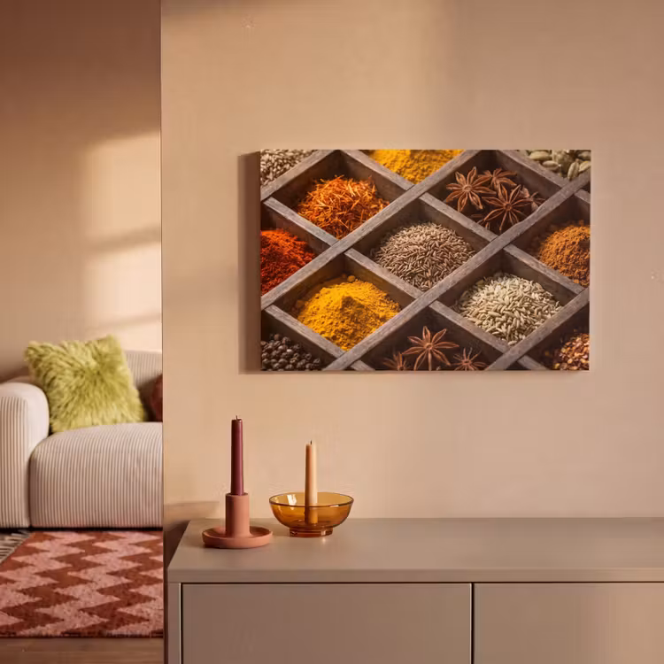 Canvas Print - Herbs - Wood - Food - Kruiden - Houten - Eten canvas 2cm klein