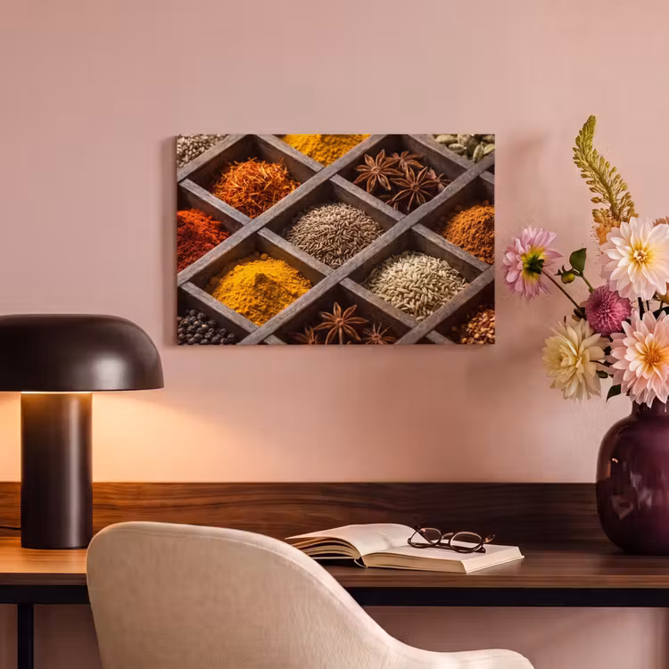 Canvas Print - Herbs - Wood - Food - Kruiden - Houten - Eten canvas 2cm klein