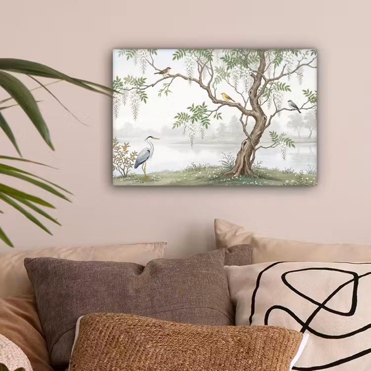 Reiger - Landschap - Groen canvas 2cm klein -sfeer1