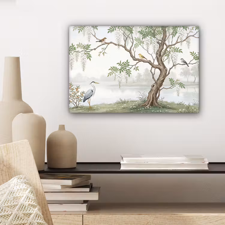 Reiger - Landschap - Groen canvas 2cm klein -sfeer6
