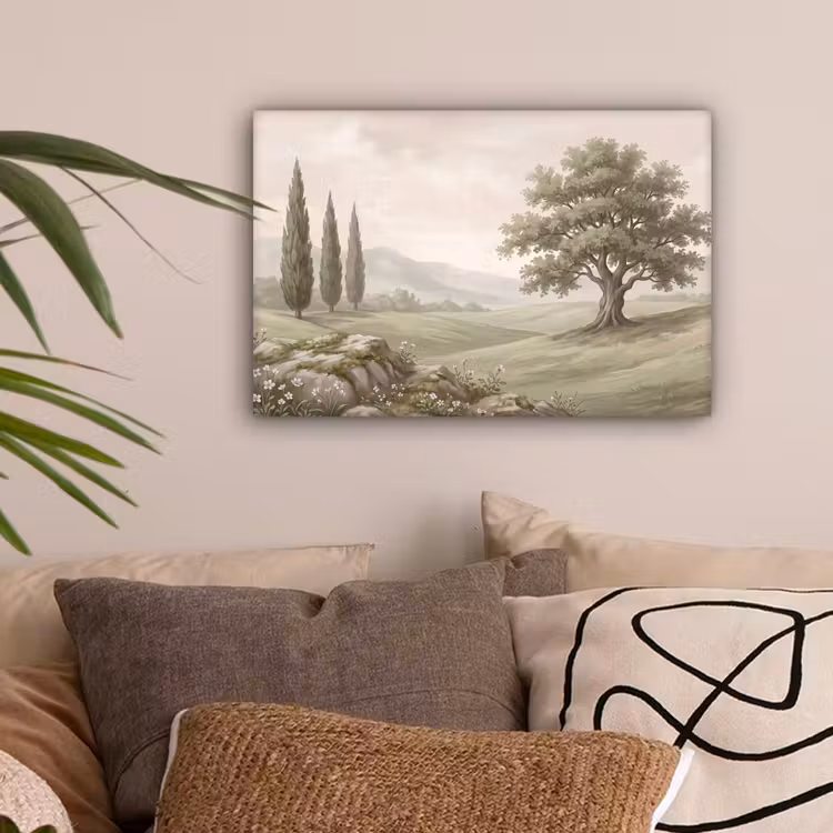 Heuvellandschap - Bomen - Natuur - Groen canvas 2cm klein -sfeer1