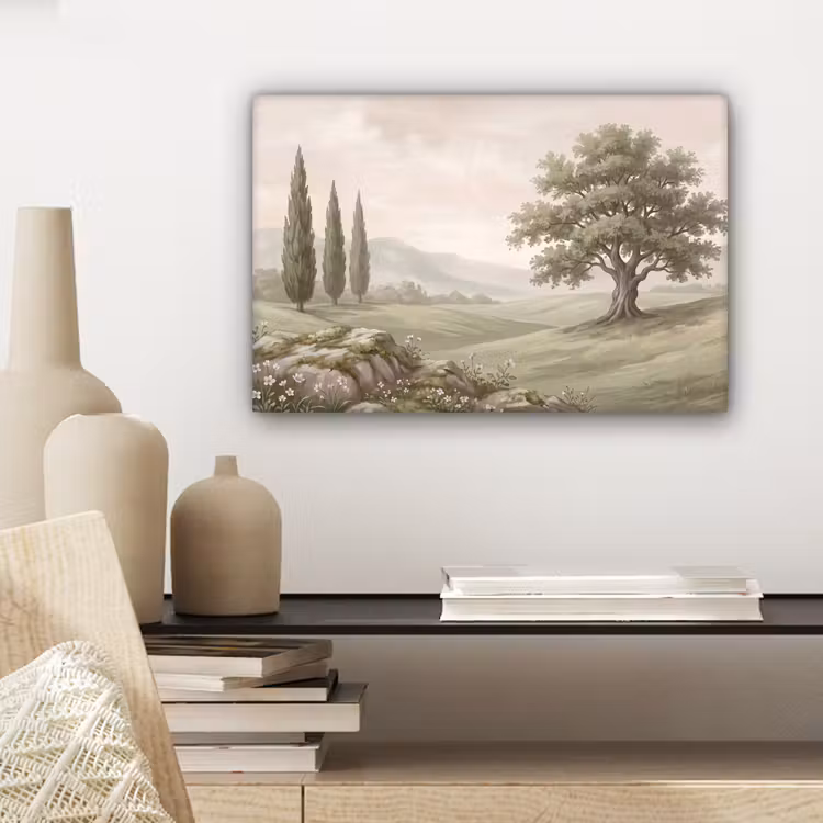 Heuvellandschap - Bomen - Natuur - Groen canvas 2cm klein -sfeer6