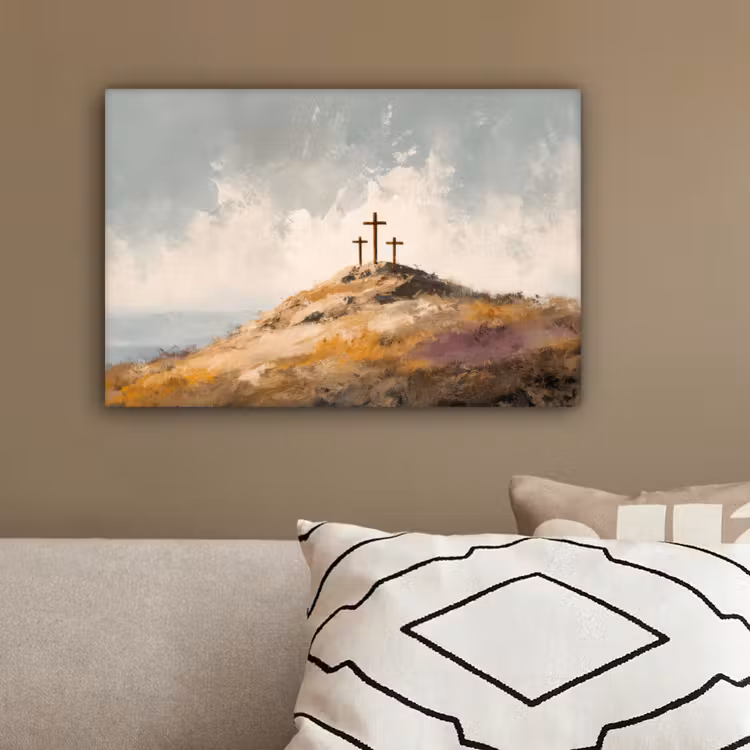 Heuvels - Abstract - Christendom - Kruis canvas 2cm klein -sfeer3