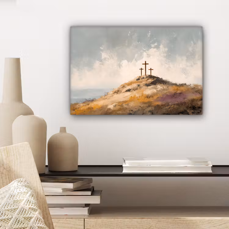 Heuvels - Abstract - Christendom - Kruis canvas 2cm klein -sfeer6