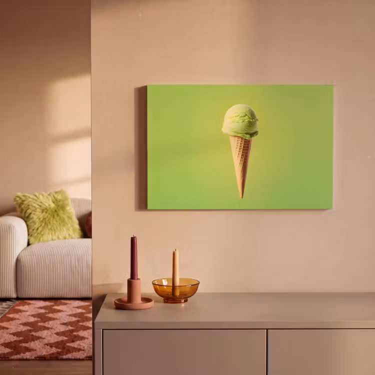 Hoorntje - Schepijs - Groen canvas 2cm klein -sfeer1