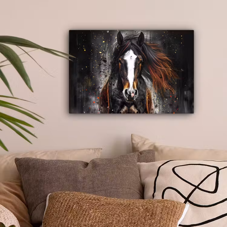 Paard - Dieren - Zwart - Luxe - Modern canvas 2cm klein -sfeer1