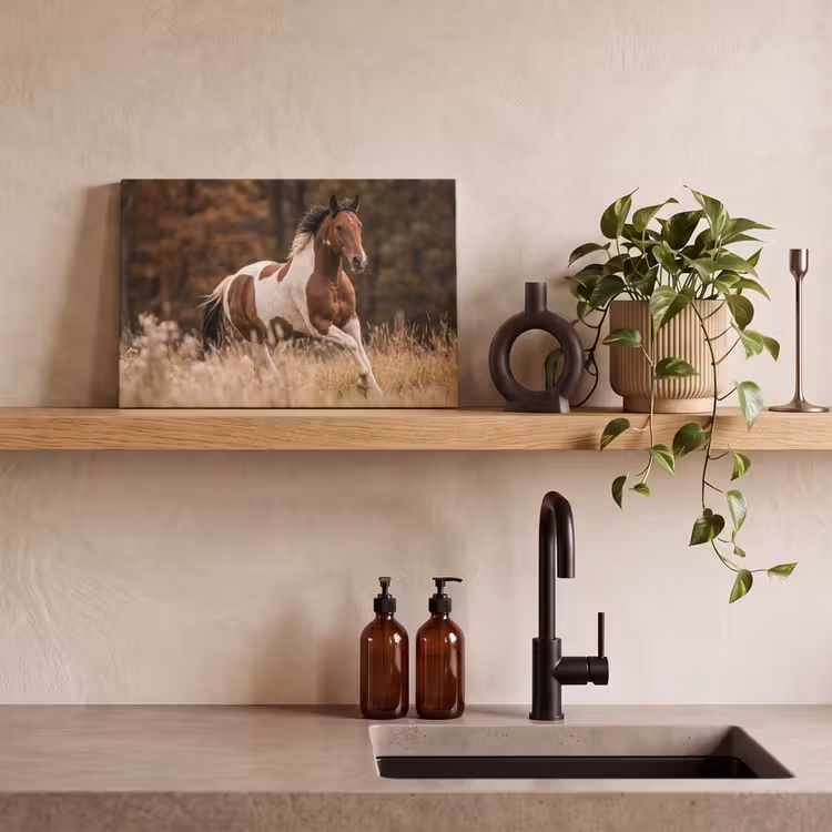 Paard - Bruin - Gras canvas 2cm klein -sfeer3