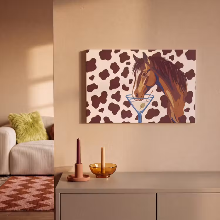 Paard - Martini - Dieren - Abstract - Bruin canvas 2cm klein -sfeer1