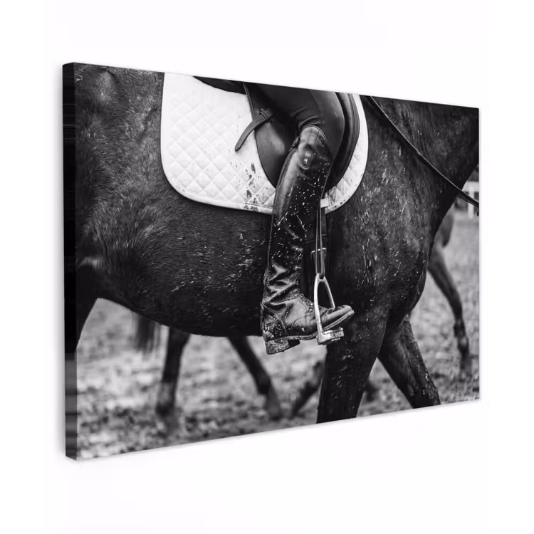 Paard - Sport - Zwart - Wit canvas 2cm klein -z3d