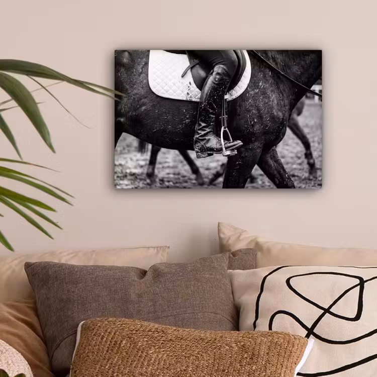 Paard - Sport - Zwart - Wit canvas 2cm klein -sfeer1