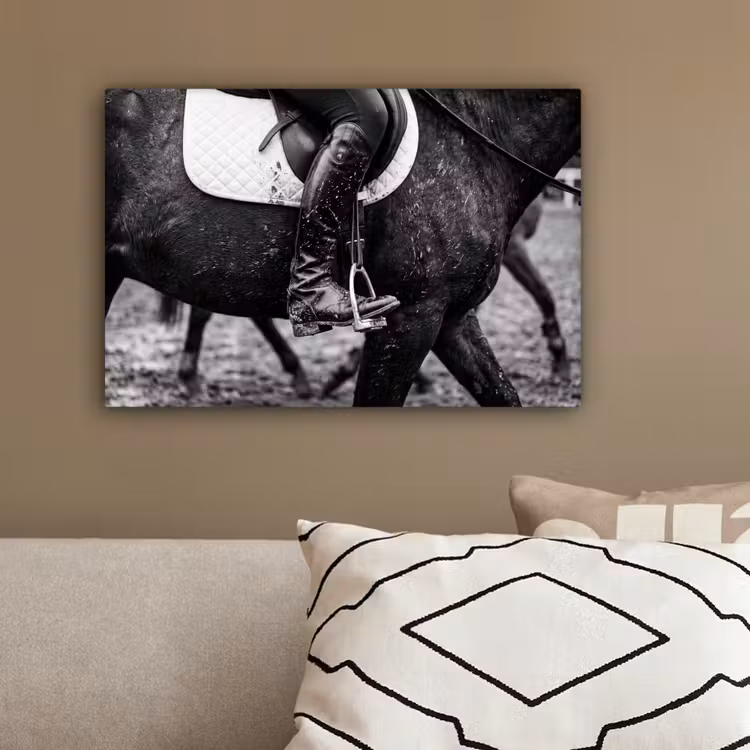 Paard - Sport - Zwart - Wit canvas 2cm klein -sfeer3