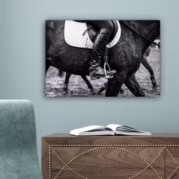 Paard - Sport - Zwart - Wit canvas 2cm klein -sfeer4