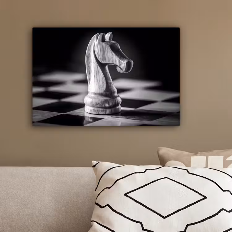 Paard - Hout - Schaalbord - Zwart canvas 2cm klein -sfeer3