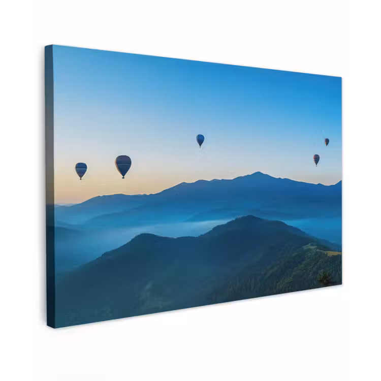 Luchtballonnen - Bergen - Zonsopgang - Landschap canvas 2cm klein -z3d