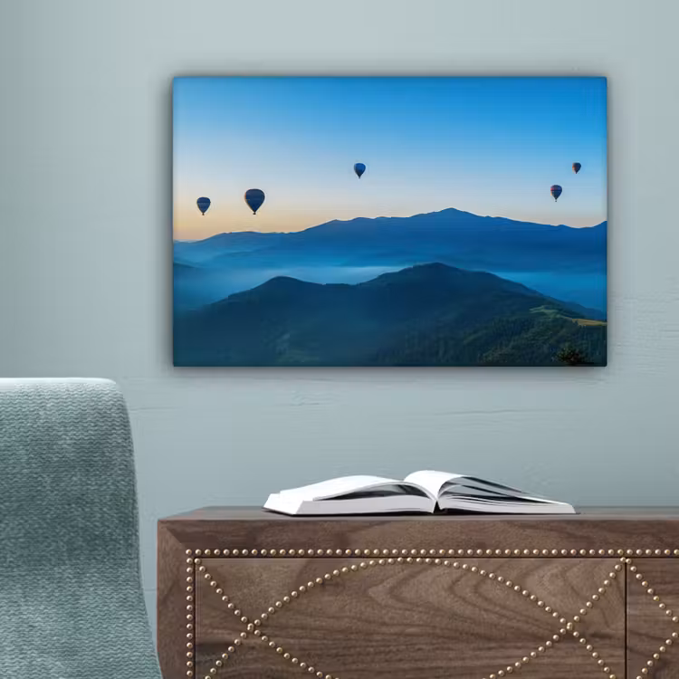 Luchtballonnen - Bergen - Zonsopgang - Landschap canvas 2cm klein -sfeer4
