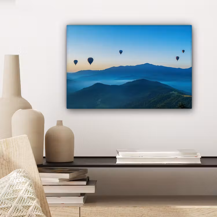 Luchtballonnen - Bergen - Zonsopgang - Landschap canvas 2cm klein -sfeer6