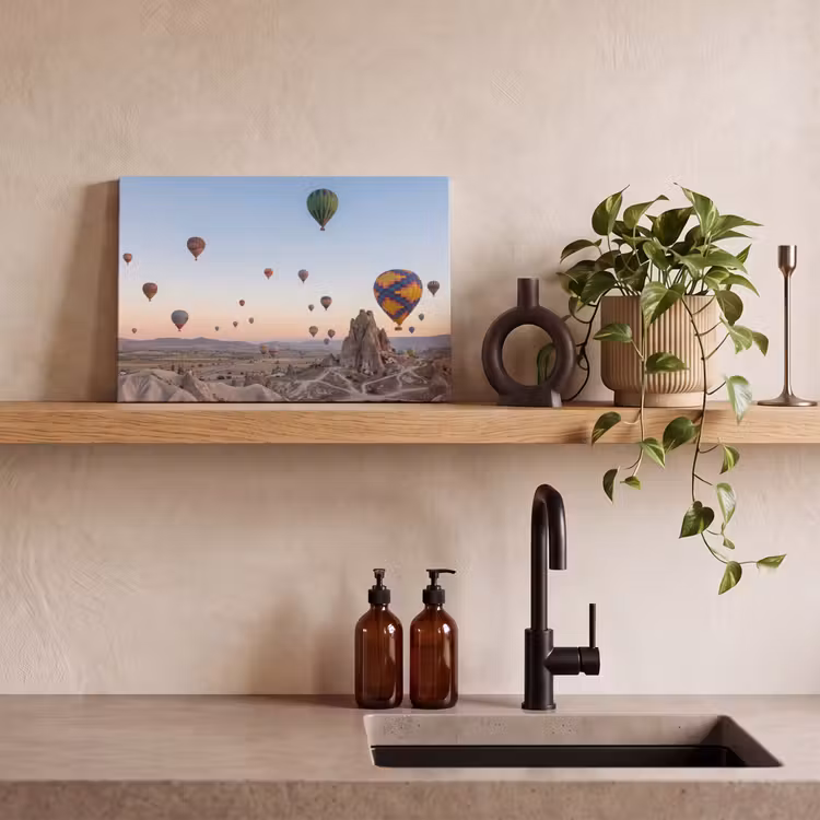 Luchtballonnen - Rotsen - Zonsopgang canvas 2cm klein -sfeer3