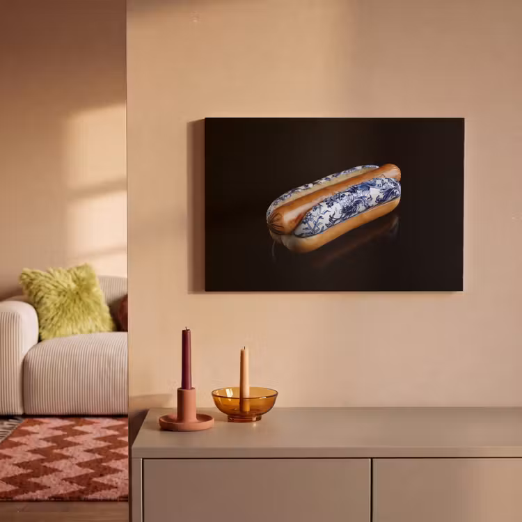 Hotdog - Porselein - Delfts blauw - Eten canvas 2cm klein -sfeer1