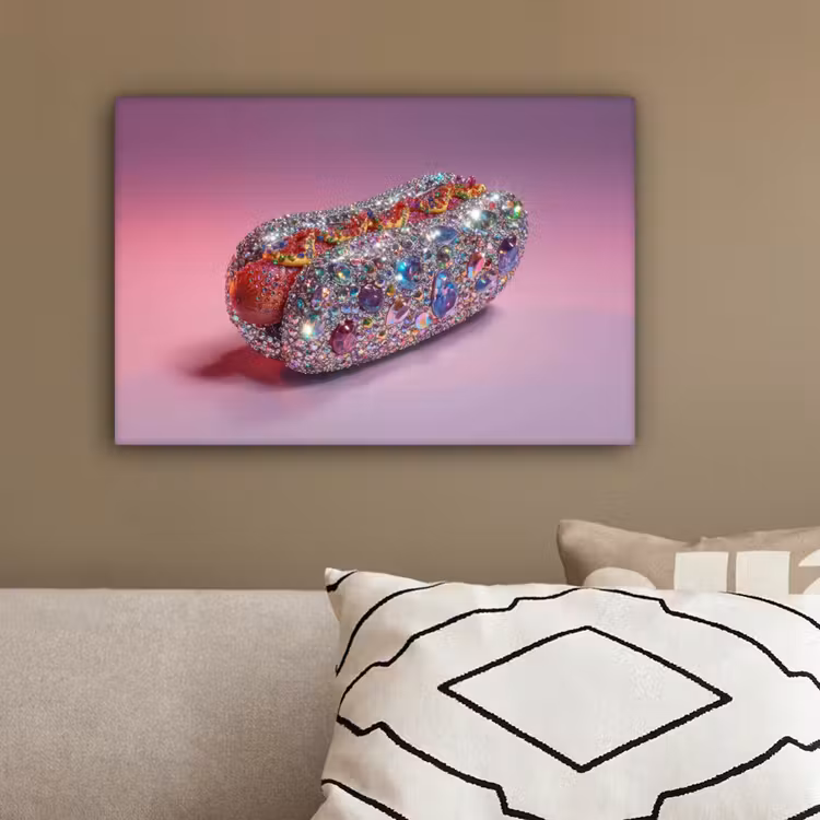 Hotdog - Steentjes - Glitters - Paars canvas 2cm klein -sfeer3