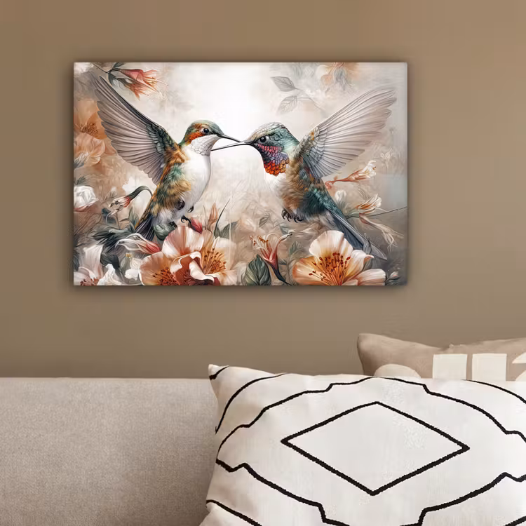 Kolibrie - Vogels - Bloemen - Natuur canvas 2cm klein -sfeer3