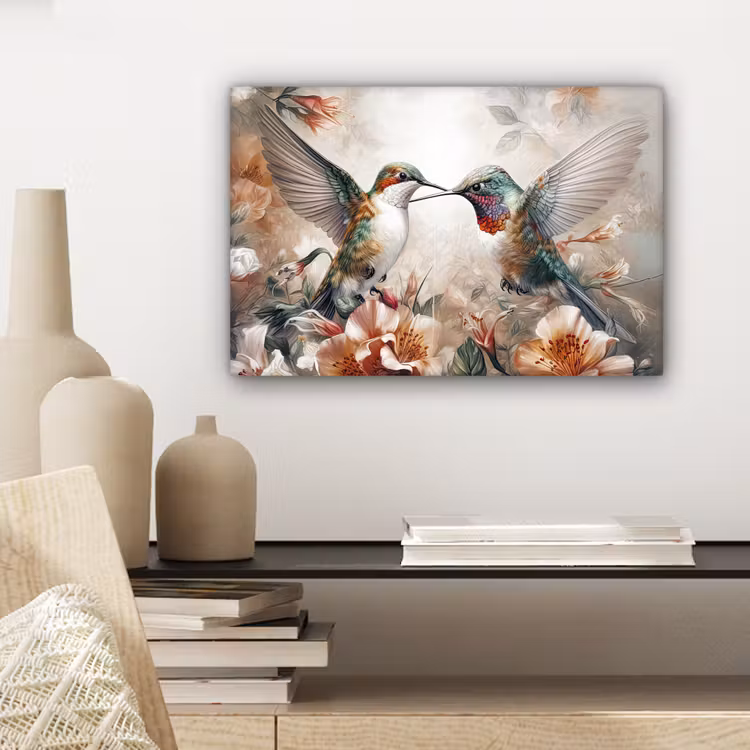 Kolibrie - Vogels - Bloemen - Natuur canvas 2cm klein -sfeer6