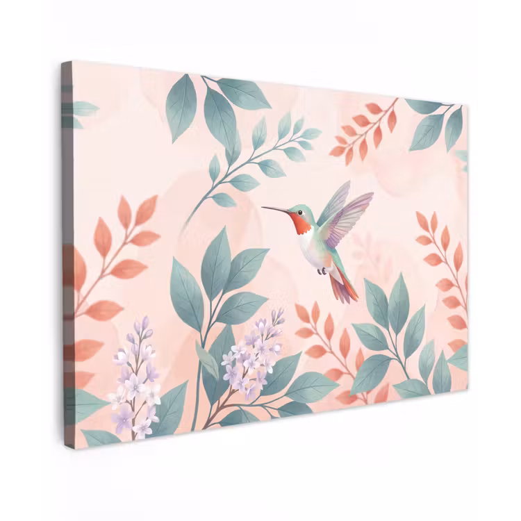Kolibrie - Vliegen - Natuur - Illustratie - Kleurrijk canvas 2cm klein -z3d