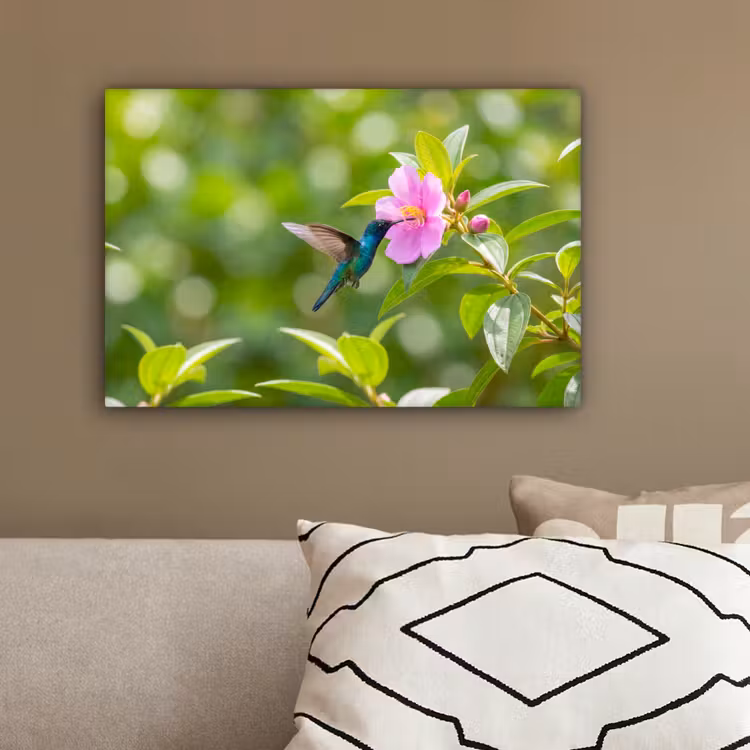 Kolibrie - Bloem - Natuur - Groen canvas 2cm klein -sfeer3