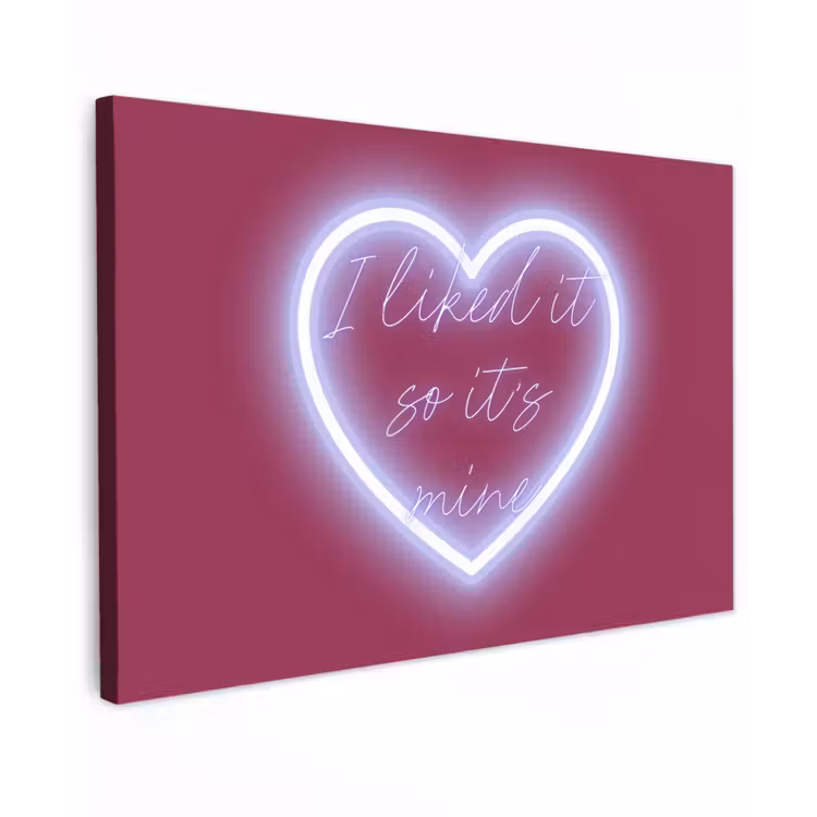 I liked it so it's mine - Neon hart - Roze canvas 2cm klein -z3d