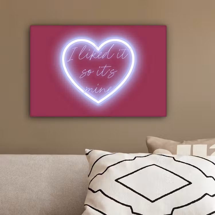 I liked it so it's mine - Neon hart - Roze canvas 2cm klein -sfeer3
