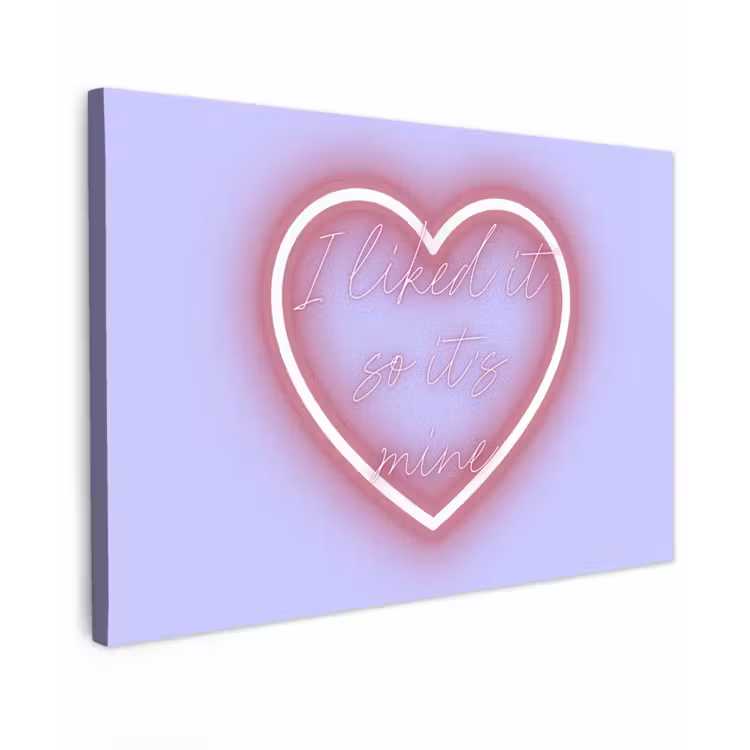 I liked it so it's mine - Neon hart - Paars canvas 2cm klein -z3d