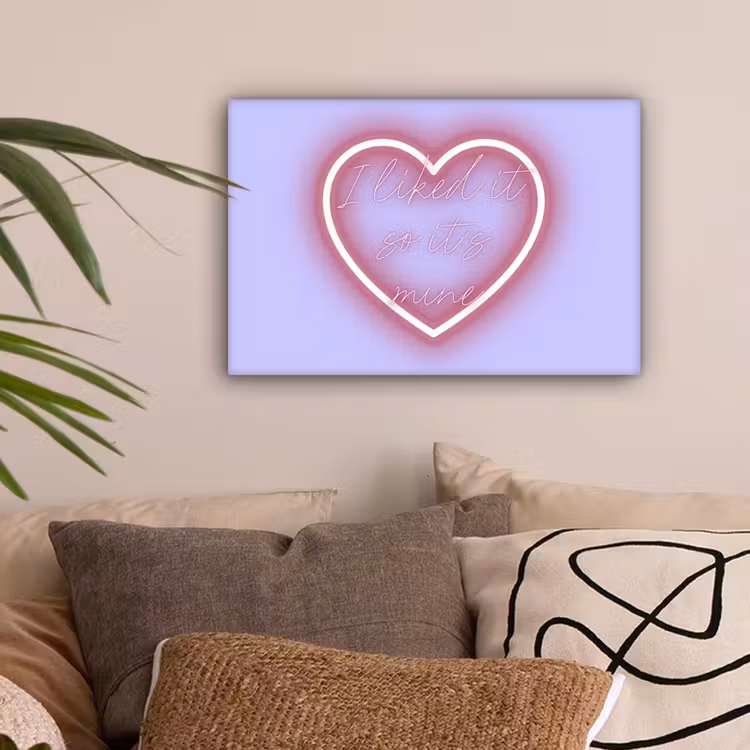 I liked it so it's mine - Neon hart - Paars canvas 2cm klein -sfeer1