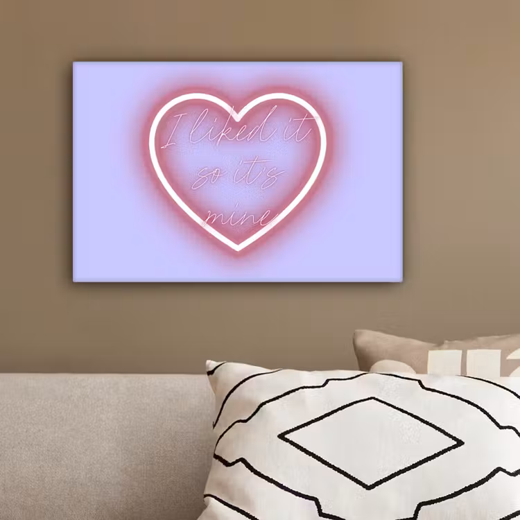 I liked it so it's mine - Neon hart - Paars canvas 2cm klein -sfeer3