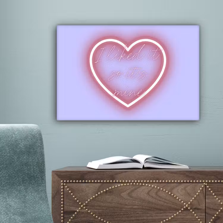 I liked it so it's mine - Neon hart - Paars canvas 2cm klein -sfeer4