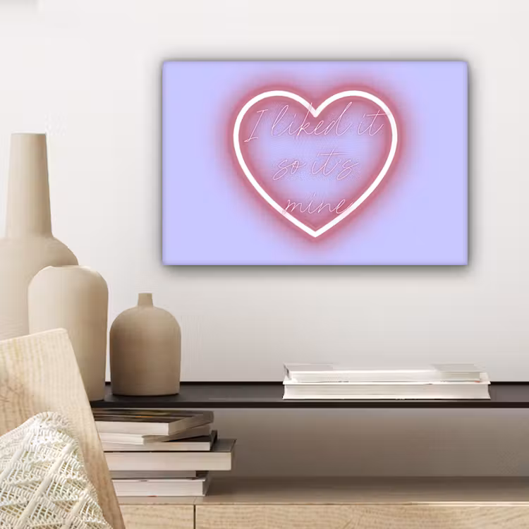 I liked it so it's mine - Neon hart - Paars canvas 2cm klein -sfeer6