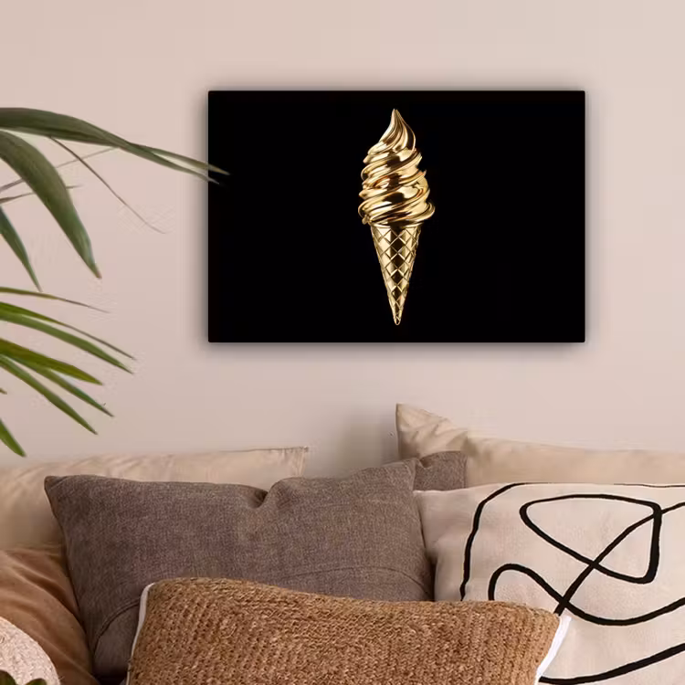 Ijs - Goud - Zwart - Eten canvas 2cm klein -sfeer1