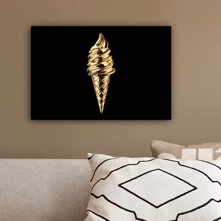 Ijs - Goud - Zwart - Eten canvas 2cm klein -sfeer3