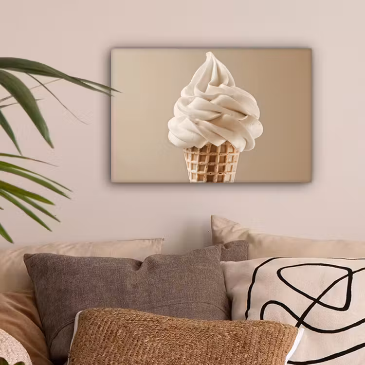 IJs - Softijs - Romig - Hoorntje - Beige canvas 2cm klein -sfeer1