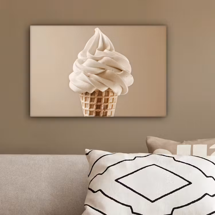 IJs - Softijs - Romig - Hoorntje - Beige canvas 2cm klein -sfeer3