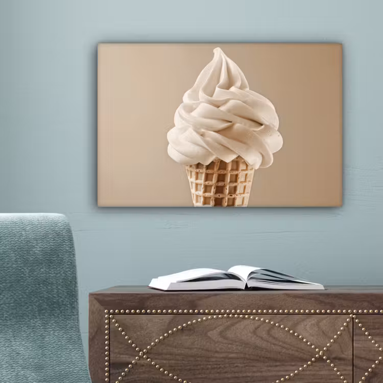 IJs - Softijs - Romig - Hoorntje - Beige canvas 2cm klein -sfeer4