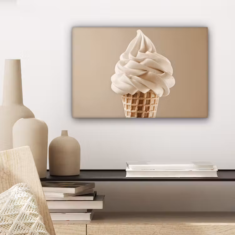 IJs - Softijs - Romig - Hoorntje - Beige canvas 2cm klein -sfeer6
