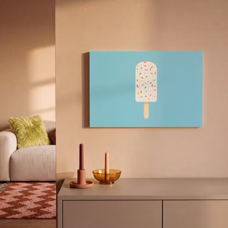 Ijsje - Stokje - Sprinkles - Lichtblauw canvas 2cm klein -sfeer1