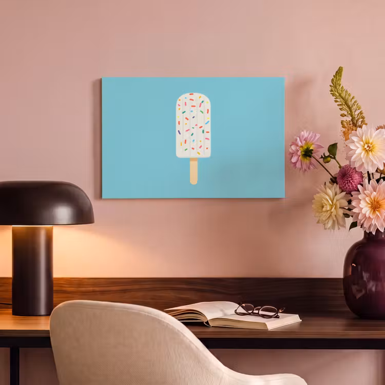 Ijsje - Stokje - Sprinkles - Lichtblauw canvas 2cm klein -sfeer4