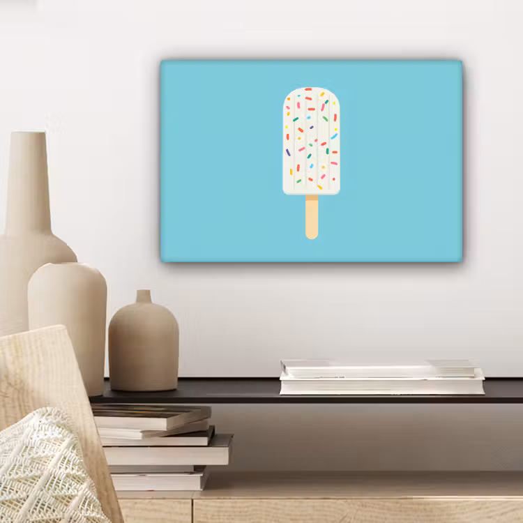 Ijsje - Stokje - Sprinkles - Lichtblauw canvas 2cm klein -sfeer6