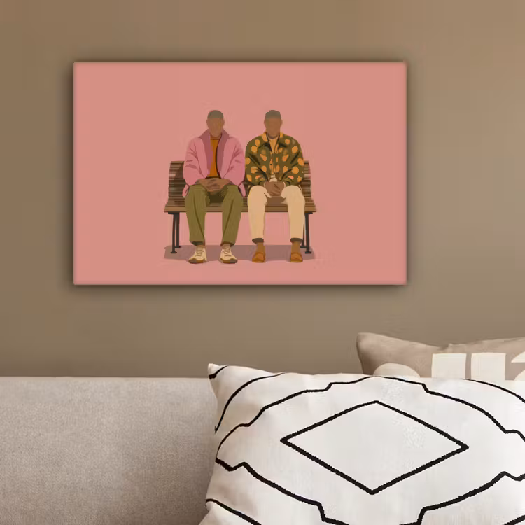 Illustratie - Bankje - Personen - Minimalistisch canvas 2cm klein -sfeer3