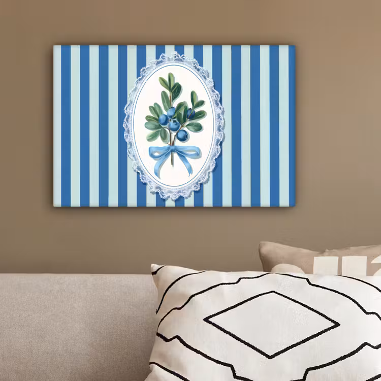 Illustratie - Bessen - Blauw - Strepen canvas 2cm klein -sfeer3