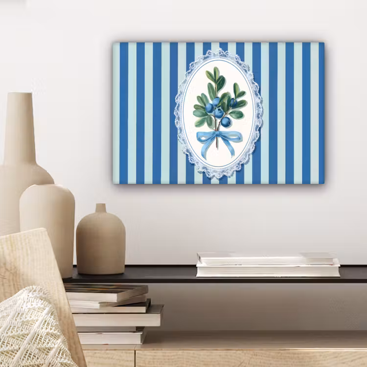 Illustratie - Bessen - Blauw - Strepen canvas 2cm klein -sfeer6