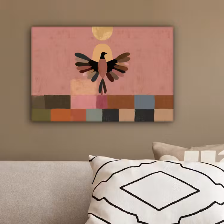 Illustratie - Vogel - Vlakken - Kleurrijk canvas 2cm klein -sfeer3